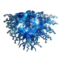 100% mondgeblazen lamp ce ul borosilicaat murano stijl glas dale chihuly kunst verbazingwekkende romantische kobalt blauwe kroonluchter focuslamp