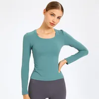 L-82 Seksi Kadın Spor Gömlekleri Düz Renk Yüksek Elastik Spor Salonu Yoga Top Koşuyor Nefes Alabilir Uzun Kollu T-Shirts Spor SPORM SİKETİ JACKET242J