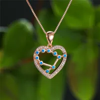 Colliers pendants Collier de cristal de coeur femelle vintage chaîne de couleurs en or rose pour femmes mignon opale constellation de mariage collier