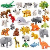 lot Duploe Big Size Diy Building Blocks Dinosaurs Wild Animal Figures Toys Compatible Duploed Toys For Children Kids Gifts LJ2009195h