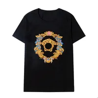 T-Shirts Medusa Embroidery Men's T-Shirts V-letter Tide Brand logo Spring Summer Pure Cotton Short Sleeve T-shirt for men and207m