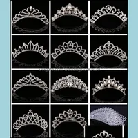 Headpieces Wedding Accessories Party Events Sparkling Crystal Bridal Crown Crowns Pearl Rhinestone Tiaras Hair Com Dh7