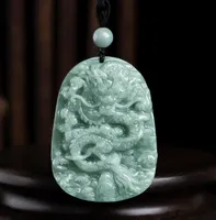 Pendant Necklaces 100% Natural Myanmar Class A Jade Hand-Carved Dragon Necklace Men And Women Jewelry AmuletPendant