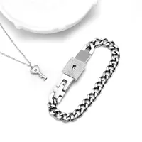 A Couple Lovers Jewelry Love Heart Lock Bracelet Stainless Steel Bracelets Bangles Key Pendant Necklace Jewelry Drop161H
