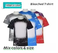 Partihandel Mens T Shirts Sublimation Bleached Shirts Heat Transfer Blank Bleach Shirt Bleached Polyester T-shirts SXAUG11