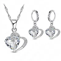 Mulheres de luxo 925 Sterling Silver Silver cubic Zircon colar Pingerrings Sets Sets Cartilage Piercing Jewelry Wedding Heart Design2759