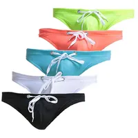 5pcs Mini Briefs Mens Swimwear Super Sexy Swim Underwear Tanga Pouch Bikini Surf Swimsuit Swimming Panties Beach Wear 220208191L