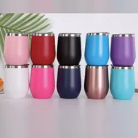 12oz wine tumbler powder coated tumbler coffee mug egg mugs vacuum insulated tumblers double wall stainless steel with lid keep hot and cold sxaug11