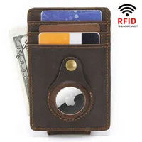 2022 Rfid Airtag Locator MenWomen Wallets 100 Genuine Leather Iphone Tracker Case Wallets High Quality Cardholders Slim Wallet J220809