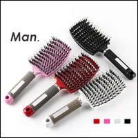 Hair Brushes Care Styling Tools Products New Bristle Brush Nylon De Hairbrush Women Scalp Masr Com Dhcsp