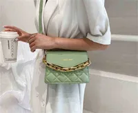 Women Bags Saddle Axillary Thick Chain Satchel Shoulder Bag Hobo Handbags Lattice Patterns Lady Tote Crossbody Messenger Purse
