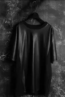 Camisetas para hombres S-5XL 2022 Cantante de ropa para hombres DJ Fashion Stylist Personalidad PU Split Camiseta Conjunta Slim Plus Tamaño disfraces