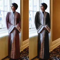 Vêtements ethniques Cardigan brodé Robe pour femmes Dubaï Moyen-Orient Arabe Turquie Caftan Ramadan Eid Kimono Muslim Dress Islamic Clothinge