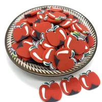Perlen 20pcs/Los 20mm roter Apfelkügelchen Flocken Tonkügelchen Polymer Spacer für Schmuck Herstellung von DIY-Armband Haarnadel #A89-6