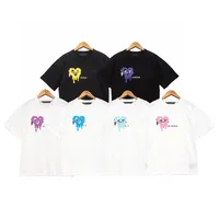 남성 디자이너 TSHIRT T 셔츠 손바닥 스프레이 러브 하트 프린트 짧은팔 티셔츠 패션 천사 여성 그래픽 티 티셔츠