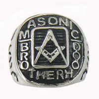 Fans Steel Apele de acero inoxidable para hombre o Wemens Jewelry Masonario Masonario Mason Brotherhood Square y Ruler Masonic Ring Gift 11W15219E