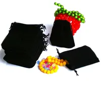10x12cm 50 stks Zwart Velvet Drawstring Bag Pouch Sieradentas Kerst Geschenktas Sieraden Verpakking Display271V