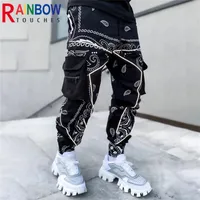 Rainbowtouches Cargo Papant de sueur zip poche pantalon bandana motif tissu running masque pantalon 220811