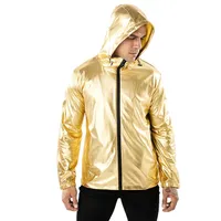 Veste de mode Hip Hop Style Hip Hop Streetwear Mens Sports actifs portant un coup de vent à capuchon Gold Sliver noir Taille de couleur S-2x290L