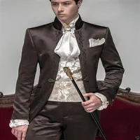 Royal British Style Stand Collar Collar Black Tailcoat Men Suits Formal Men Use Wedding Prom Dinner Toits Jaqueta Jaqueta NO; 7311811