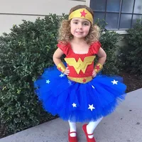 Halloween Wonder Woman Costume For Baby Girl Dress Clothes Christmas Child Disguise Up Cartoon Lace TUTU Skirt Kid Sling Cosplay F192K