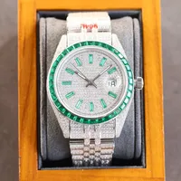 다이아몬드 시계 남성 자동 기계식 시계 41mm 실버 스트랩 스테인리스 스틸 방수 손목 시계 Montre De Luxe Business Wristwatches