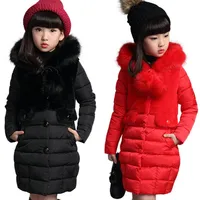 Подростка теплый мех зимний длинная мода толстая детская куртка с капюшоном для девочки верхняя одежда 4-10 лет одежда для девочек C0924268O