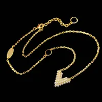 Hänge halsband mode lyxiga smycken halsband designers guldkedjor pärla brev hänge halsband och armband örhängen set rostfritt stål initialer