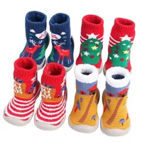 Socks Christmas Children Indoor Boys Girls Soft Rubber Sole Toddler Shoes Baby Walking Winter Thicken No-Slip Floor209c