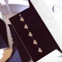 S925 Чистое серебро роскошное качество дизайна 5 цветочный браслет с бриллиантом и ромб-застежкой украшения подарки PS5218-1242P