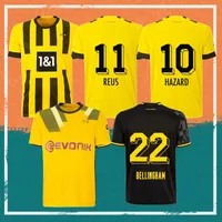 22/23 Reus Reyna Soccer Jersey 2022 Home Dortmund Schulz Brandt Bellingham Sancho Haller Shirt Hazard Witsel Malen Kids Kit