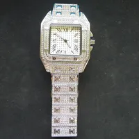Full Diamond Men Watch Watch watch Quartz Movement Iced Out Shine Wristwatch 라이프 스타일 방수 고품질 아날로그 시계 Fash3205