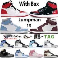 2022 With Box Jumpman 1 OG 1s Mens Basketball Shoes Bordeaux Heritage Bred Patent Hyper Royal University Blue Lucky Green Men Spor263O