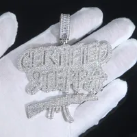 Цепочки Bling Iced Out Letters Сертифицированные шлеп -пистолетные ожерелье 2 цвета роскошные кубические украшения хип -хоп для мужчин 242r