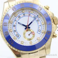 Pulpetíssória de ouro de aço inoxidável de 44 mm Relógios mecânicos automáticos Relógios assistir Bidirecional Rotating Bel Blue Hands 116688 Índice Ho234c