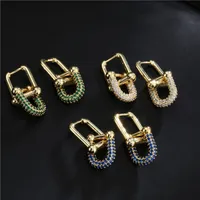 2022 New Fashion U Shape Geometry Brincos de charme para mulheres com anéis de orelha de cristal de cristal azul branco Green Presente de joias