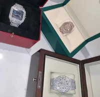 Erkek Lüks Saatler Otomatik Moissanit Buzlu Erkekler için Saat Kadınlar Kadınlar Erkekler Montre Homme Diamond Watchs Wristwatches Montres de Luxe L51