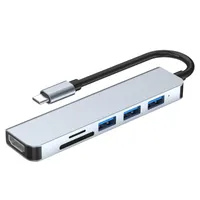 허브 6-in-1 Type-C Hub USB3.0 USB2.0 HD 포트가있는 알루미늄 합금 쉘 TF SD 카드 SlotSUSB USB