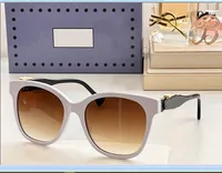 2022 Gafas de sol de moda de alta calidad de alta calidad Plank de ancho de oro Marco de oro Rectangular Marrón lente de color de gradiente con caja de caja