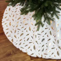 새로운 크리스마스 장식 흰색 플러시 스커트 브론 징 깃털 나무 앞치마 장식 크리스마스 트리 스커트