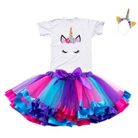 2019 Girl Unicorn Tutu Tutu Dress Rainbow Princess Girls Party Dress Nike Baby 1 a 8 años Ajuste de cumpleaños Copa niños284m