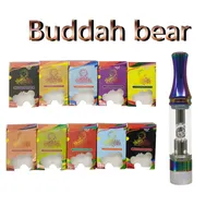 Buddah bear Vape Cartridges 510 Thread Ceramic Carts Atomizers 0.8ml Screw on Round Tops Thick Oil Vapes Cartridge E Cigarette with 10 Strains Vaporizer