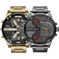 판매 스포츠 군용 남성 시계 50mm 대형 다이얼 골든 스테인리스 스틸 패션 시계 남자 고급 손목 시계 reloj de lujo253L