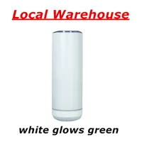 地元の倉庫昇華グロースピーカー20オンス白い輝き緑の音楽タンブラーと白い底の空白の熱伝達ステンレス鋼の水筒カップA12
