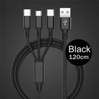 3 in 1 Nylon Braided Cables Micro USB Fast Charging Cable Type C Android Charger Cord For xiaomi Samsung note20 s20 1.2M USBC Cable