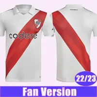 22 23 River Plate Mens 축구 유니폼 Pinola M.Borja Perez 홈 화이트 풋볼 셔츠 드 라 크루즈 짧은 슬리브