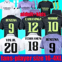 Maat 3xxl 4xl benzema voetbal jerseys 2022 2023 Camavinga Alaba Modric Vini Jr voetbalshirt 21 22 23 Real Madrids Tchouameni Vinicius Men Kids Kits Uniform Casemiro