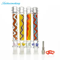 Smoking Hookah accessories Glass nectar collector straw with liquid glycerin inside oil cooling Dia 14mm Length 180mm NC Kit dab rig 2009