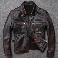 Классические мужчины Cowhide Coat Natural S подличная кожаная куртка винтажная одежда для одежды Skin Skin 220818