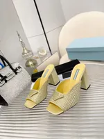 High quality thick heel slippers fashion patent diamond face high heels 8.5cm luxury designer women s wedding shoes 35-41